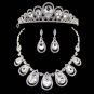 3 item Bridal Rhinestone Crystal Hair tiara tiara necklace earring set NR467A