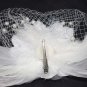 Bridal white dance flower veil feather Birdcage Fascinator net Hair clip HR319
