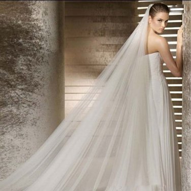 2 layer T2  Bridal Cathedral Wedding White Ivory Veil 2.8M with comb V15