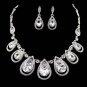 Bridal dangle flower Rhinestone Crystal Hair tiara necklace earring set NR467