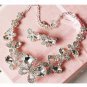 Bridal Rhinestone necklace earrring butterfly Hair tiara topknot HR216