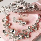 Bridal Rhinestone crystal butterfly Topknot tiara earring necklace set HR216R