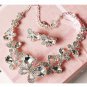 Bridal Rhinestone crystal butterfly Topknot tiara earring necklace set HR216R