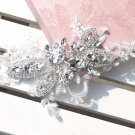 Bridal Rhinestone lace headpiece sew on appliques forehead band Tiara HR231
