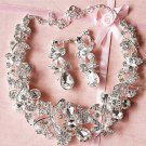 Bridal dragonfly elegant Rhinestone Crystal Hair necklace earring set NR450