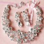 Bridal dragonfly elegant Rhinestone Crystal Hair necklace earring set NR450