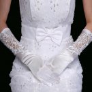 14" Bridal prom Lace Satin Voile Sequin Evening Gloves S50