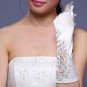 14" Bridal prom Lace Satin Voile Sequin Evening Gloves S50