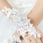 8.2" Bridal bling plastic rhinestone Lace white Flower Fingerless Gloves S47