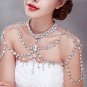 Bridal crystal Dangle heart Rhinestone shoulder deco bib necklace NR462