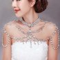 Bridal crystal Dangle heart Rhinestone shoulder deco bib necklace NR462