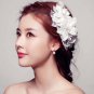 Bridal lace white rhinestone flower Faux pearl prom hair Fascinator comb BA198