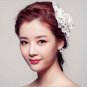 Bridal lace white rhinestone flower Faux pearl prom hair Fascinator comb BA198