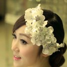 Bridal Rhinestone light yellow silk flower Adjustable forehead band Tiara BA189