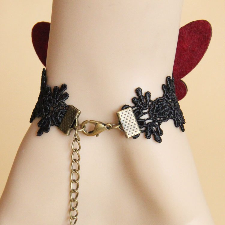Sexy Belly dance lace Bohemian gothic Black Red Butterfly Slave Bracelet BR386