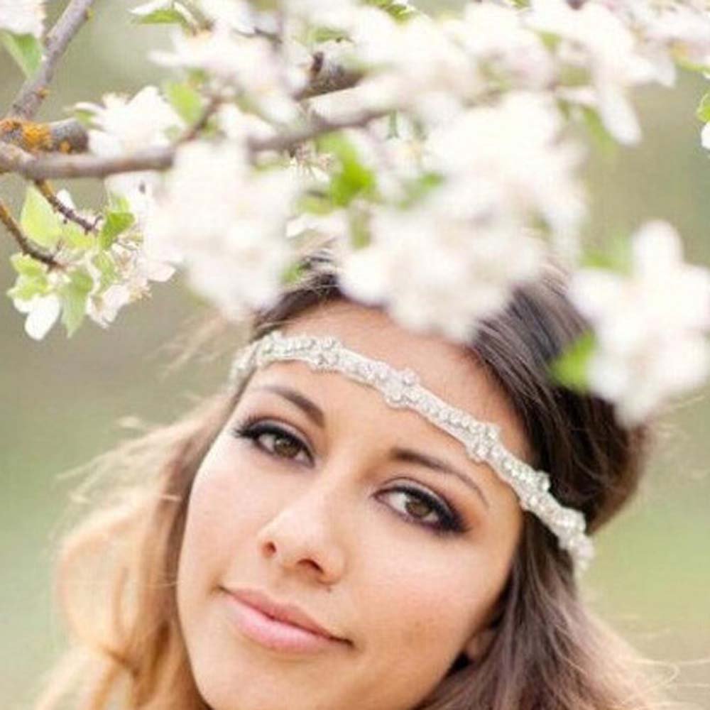 Bridal Rhinestone trim sash applique accessory headband Prom Tiara HR316
