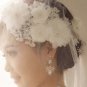 Bridal adjustable white rhinestone flower Faux pearl prom hair Fascinator BA195