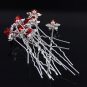 10 pcs Bridal silver rhinestone red rose flower Hair pin hairpin RP180