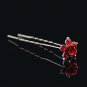 10 pcs Bridal silver rhinestone red rose flower Hair pin hairpin RP180