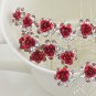 10 pcs Bridal silver rhinestone red rose flower Hair pin hairpin RP180