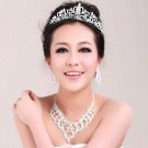 Bridal 3 items rhinestone crystal Hair Tiara Crown Necklace earring set HR252A