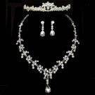3 items Bridal Rhinestone crystal Topknot tiara earring necklace set NR346