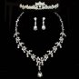 3 items Bridal Rhinestone crystal Topknot tiara earring necklace set NR346