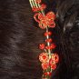 2pcs Bridal butterfly Headpiece gold tone Red Rhinestone Hair tiara Comb RB607