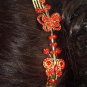 2pcs Bridal butterfly Headpiece gold tone Red Rhinestone Hair tiara Comb RB607
