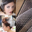 1yd bridal french bead rhinestone birdcage veil white bridal net V17
