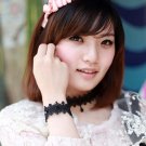 Gothic sexy Lolita Lace Black bow Choker necklace bracelet anklet set BR365