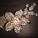 Bridal Crystal Corsage Czech flower Rhinestone Brooch pin PI252