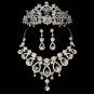 3 item Bridal Rhinestone AB Crystal Hair tiara tiara necklace earring set NR474
