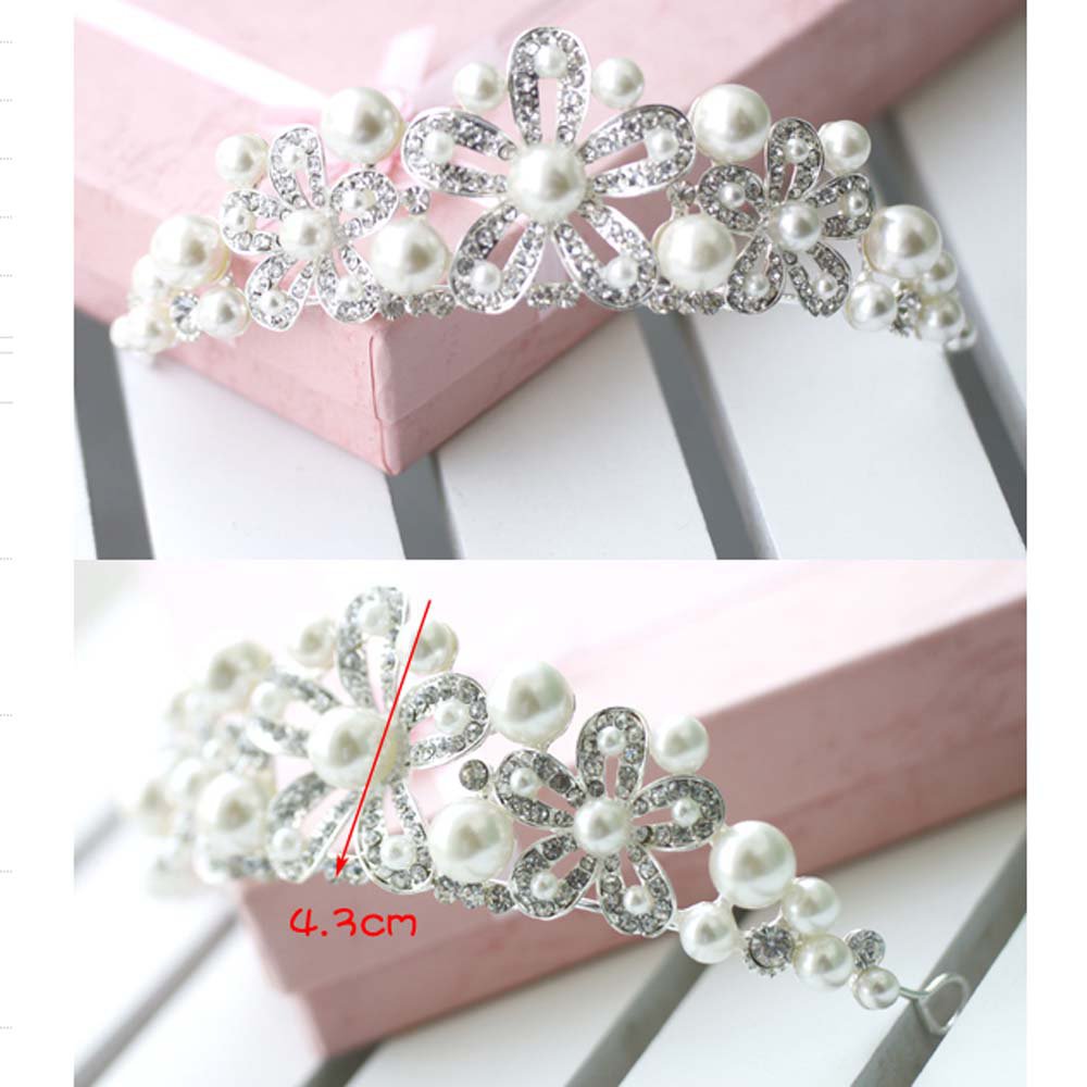 Bridal flower Rhinestone Headpiece Faux pearl Hair crown tiara HR310