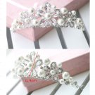 Bridal flower Rhinestone Headpiece Faux pearl Hair crown tiara HR310