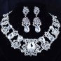 3 items Bridal Rhinestone crystal Topknot tiara earring necklace set NR311