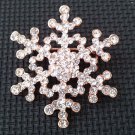 Bridal snowflake Corsage champagne gold Czech Rhinestone Brooch pin PI601