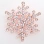 Bridal snowflake Corsage champagne gold Czech Rhinestone Brooch pin PI601