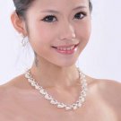 Bridal Rhinestone crystal Faux pearl topknot necklace earrring set NR317