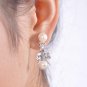 Bridal Rhinestone crystal Faux pearl topknot necklace earrring set NR317