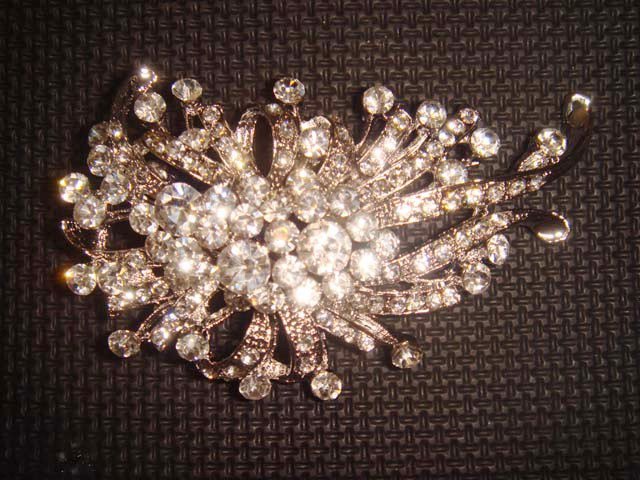 Bridal Vintage Style Corsage Czech Crystal Rhinestone Brooch pin PI74