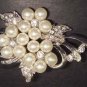 Bridal Faux Pearl Corsage Czech Rhinestone Brooch pin PI126