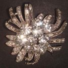 Bridal Faux pearl Flower Corsage Czech Rhinestone Brooch pin PI484
