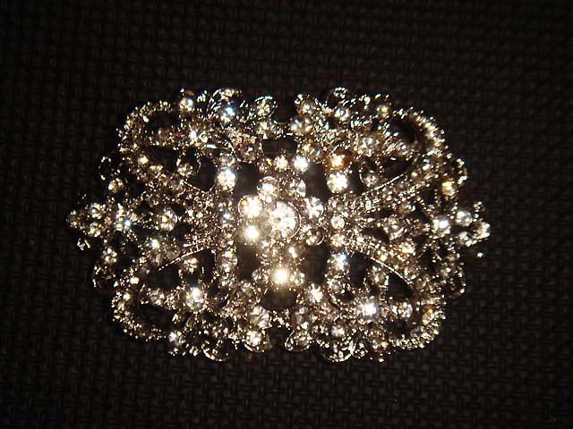 Bridal Cake topper Crystal Corsage Czech Rhinestone Brooch pin PI506