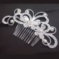 Bridal Crystal Rhinestone Silver tone butterfly fau pearl Hair tiara Comb RB667