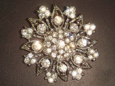 Bridal Crystal Bridesmaid Round Corsage Czech Rhinestone Brooch pin PI31