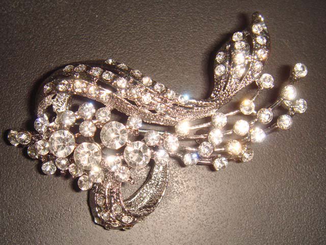 Bridal Crystal Vintage style Corsage Czech Rhinestone Brooch pin PI33