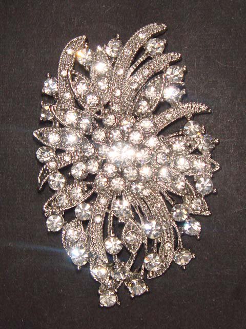 Bridal dress Corsage Czech crystal cake topper Rhinestone Brooch pin PI471