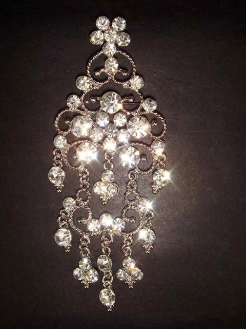 Bridal Crystal Corsage Czech Chandelier dangle Rhinestone Brooch pin PI149