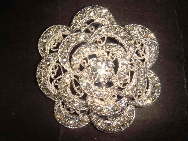 Bridal Vintage Style Corsage Czech Flower Rhinestone Brooch pin PI368